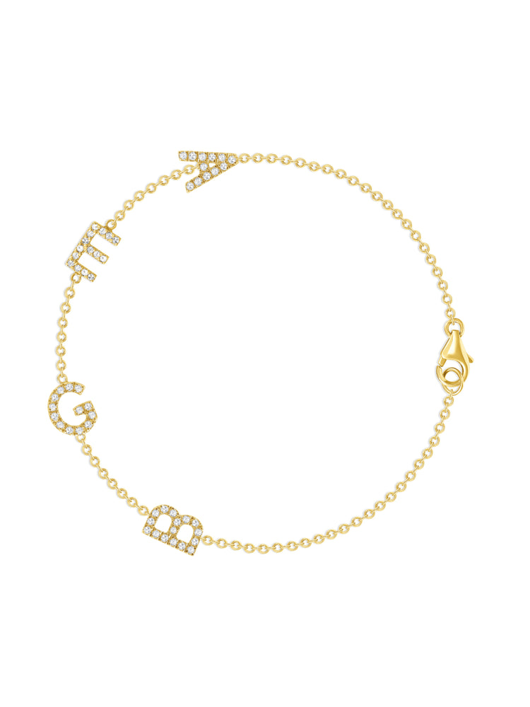 The Diamond Initial Bracelet 14K  - 4 Letters