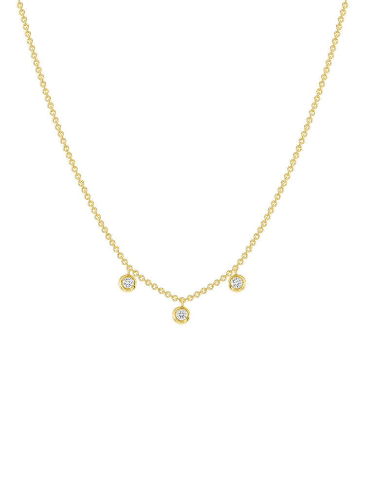 Trio Diamond Bezel Necklace 14K