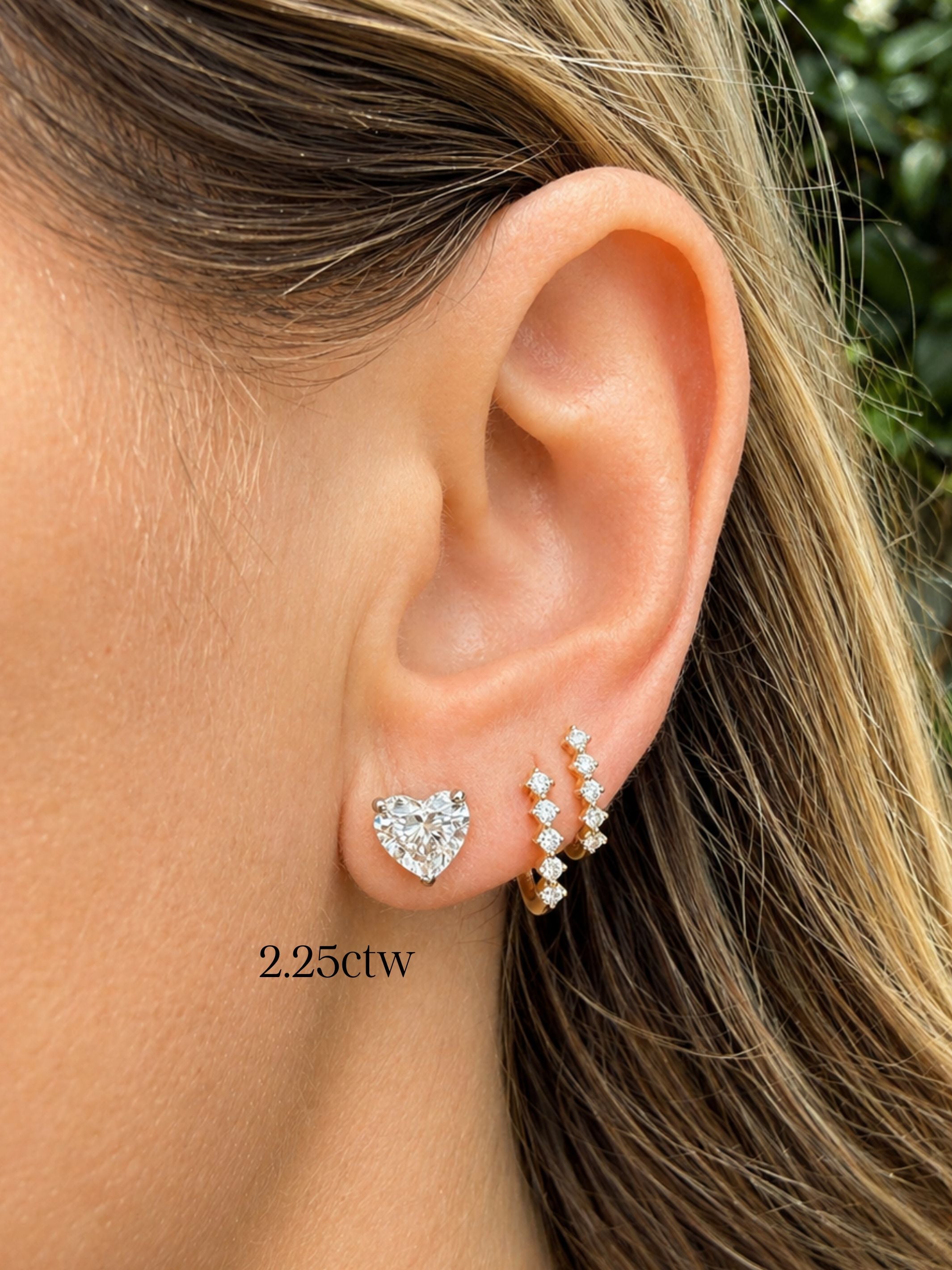 Hazel Heart Lab Diamond Stud Earrings 14K