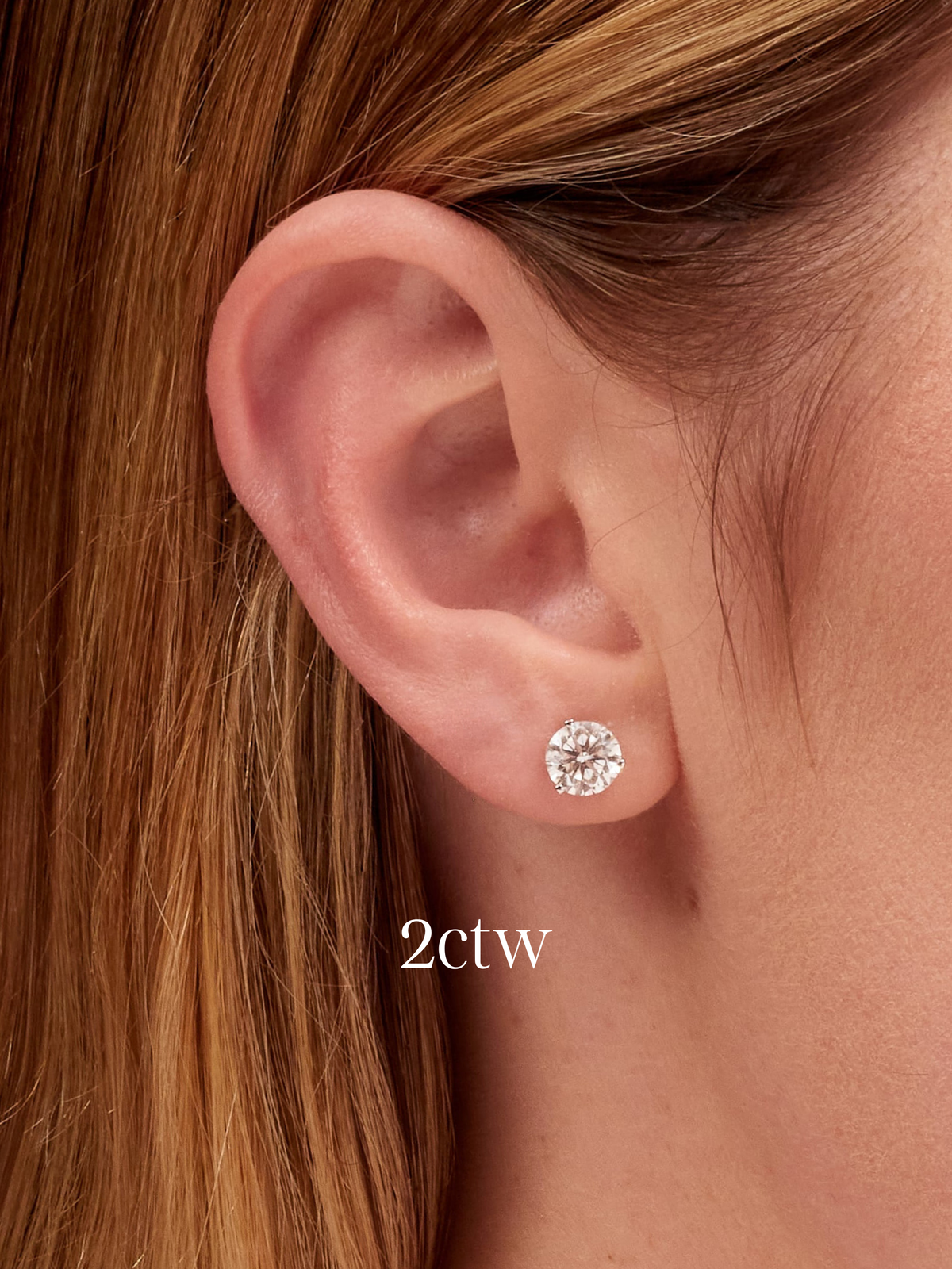 Round Diamond Stud Earrings 14K