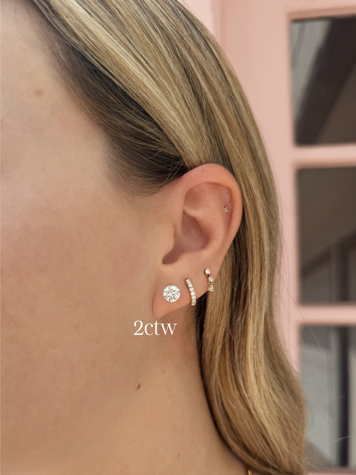 Round Lab Diamond Studs 14K