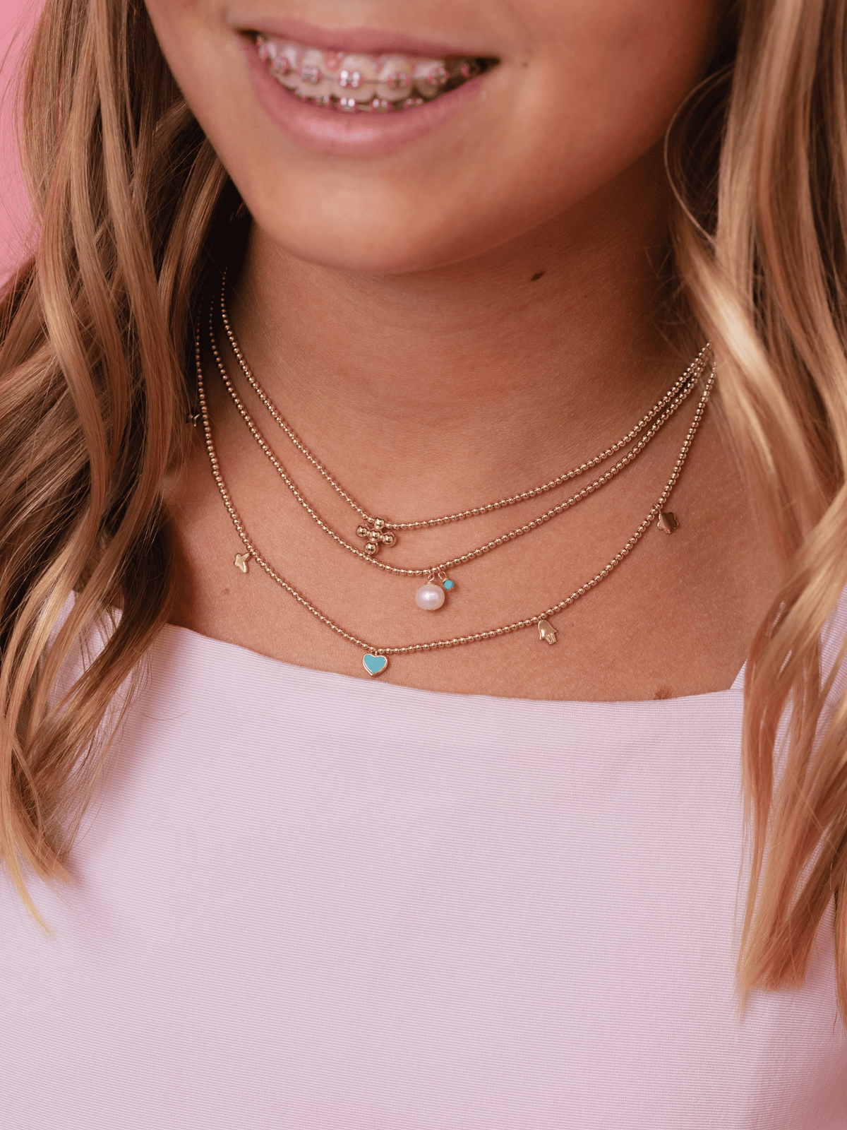 Caroline Charm Beaded Necklace - 2mm