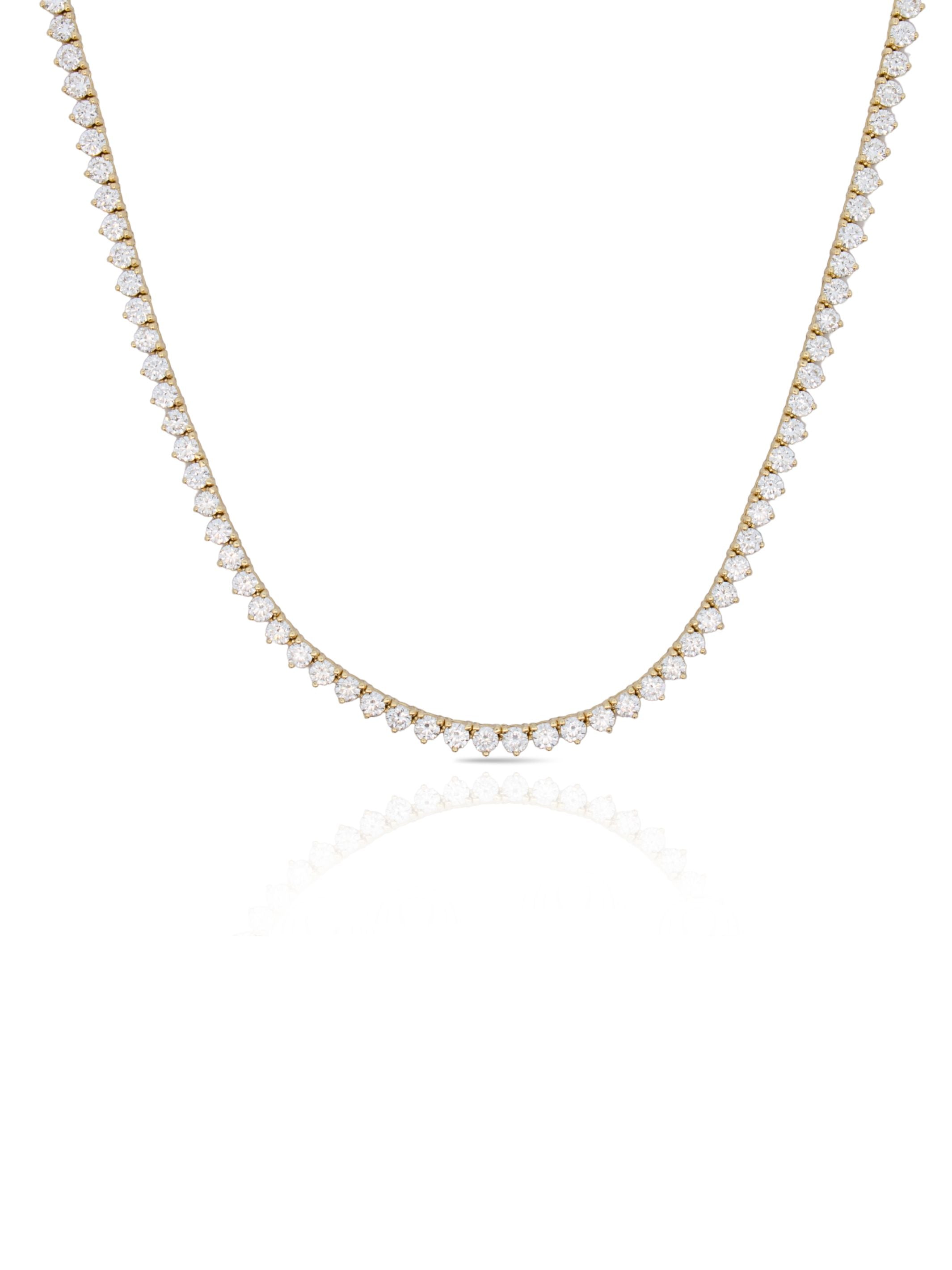 Three-Prong Diamond Tennis Necklace 14K