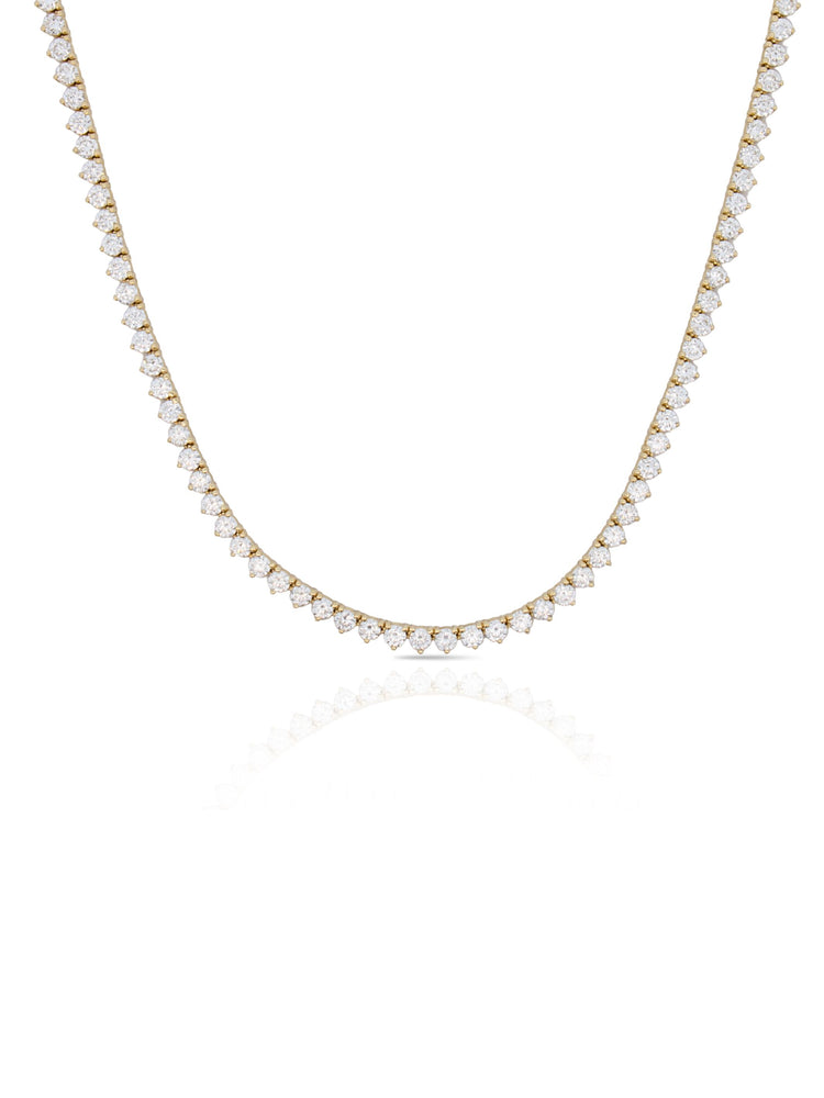 Three-Prong Diamond Tennis Necklace 14K