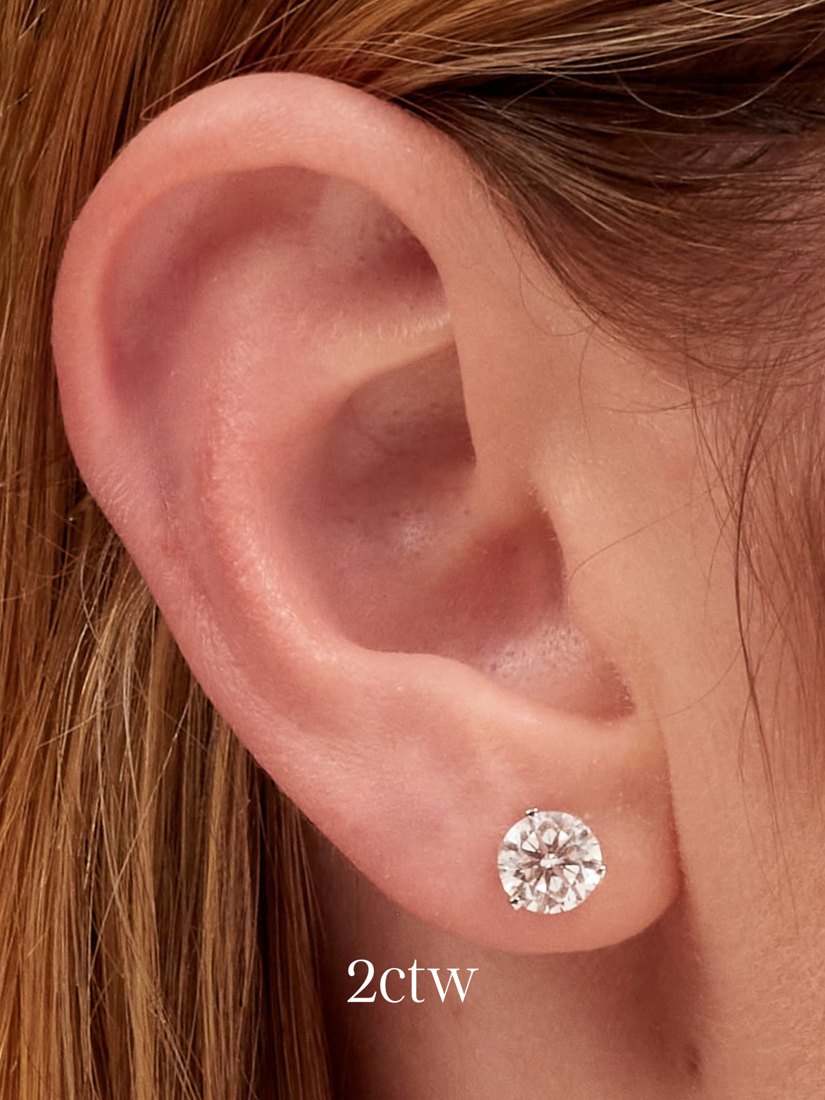 Round Diamond Stud Earrings 14K