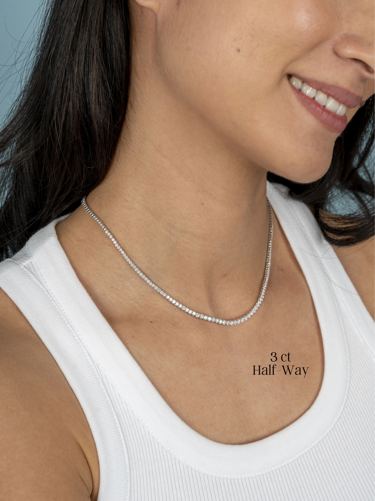 Graduated Diamond Tennis Necklace 14K - Halfway