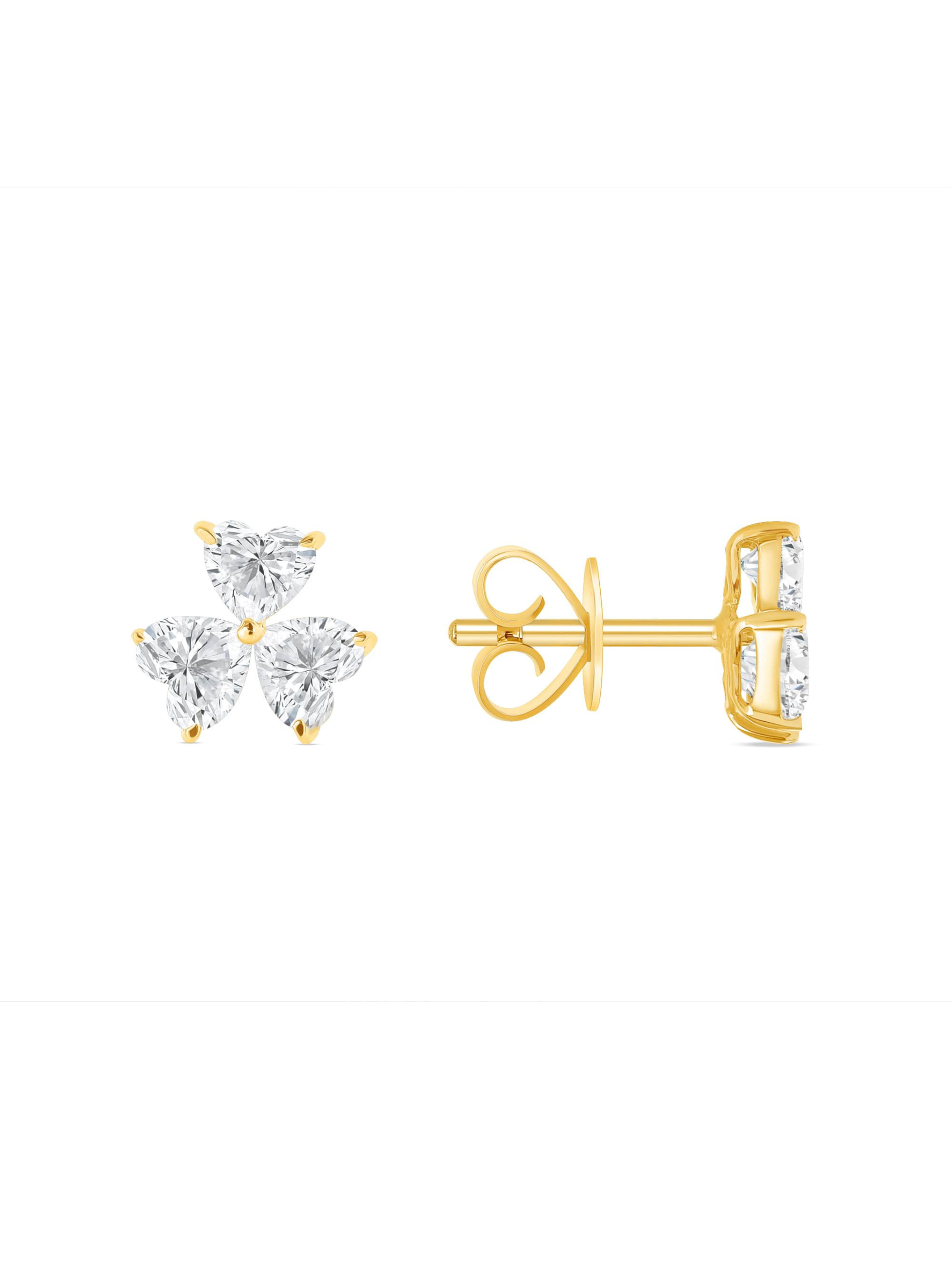 Ava Trio Heart Diamond Stud Earring 14K