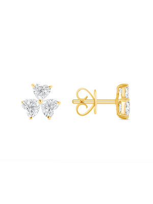 Ava Trio Heart Diamond Stud Earring 14K