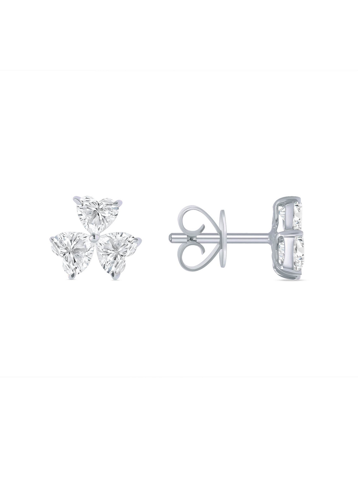Ava Trio Heart Diamond Stud Earring 14K