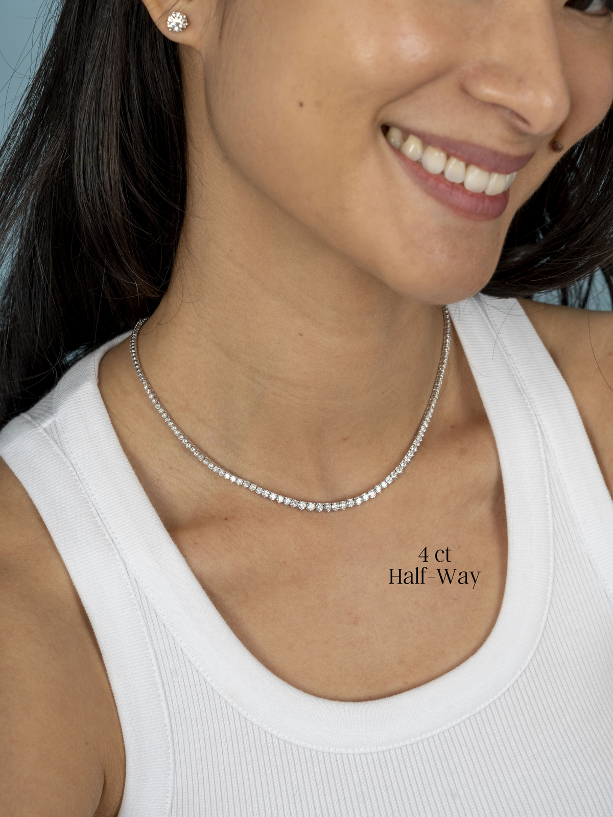 Graduated Diamond Tennis Necklace 14K - Halfway