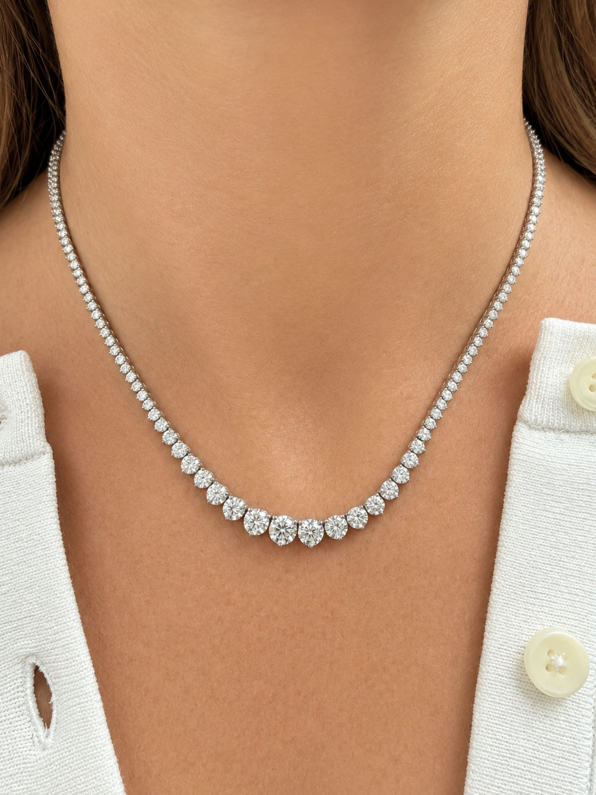 Lab Diamond Riviera Tennis Necklace 14K