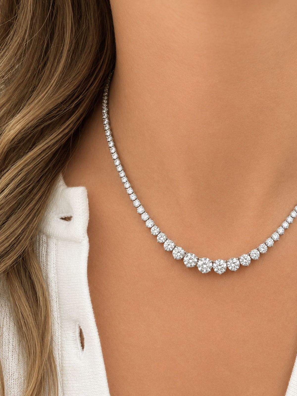 Lab Diamond Riviera Tennis Necklace 14K