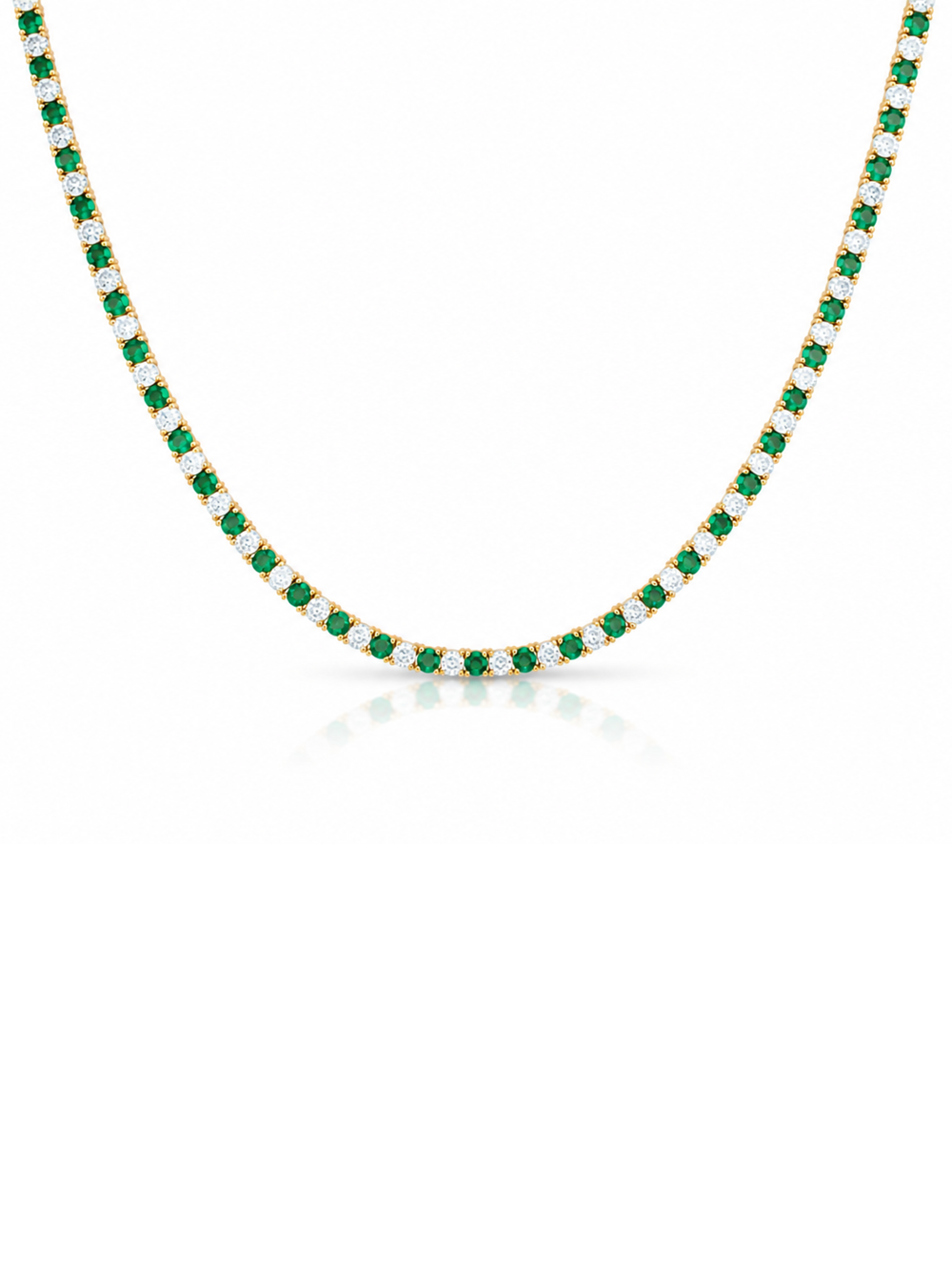 Alex Alternating Emerald and CZ Tennis Necklace | LeMel – LeMel