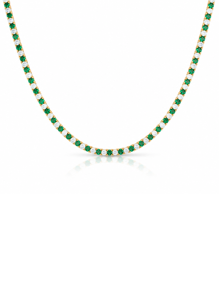 Dee Alternating Emerald and CZ Tennis Necklace | LeMel – LeMel