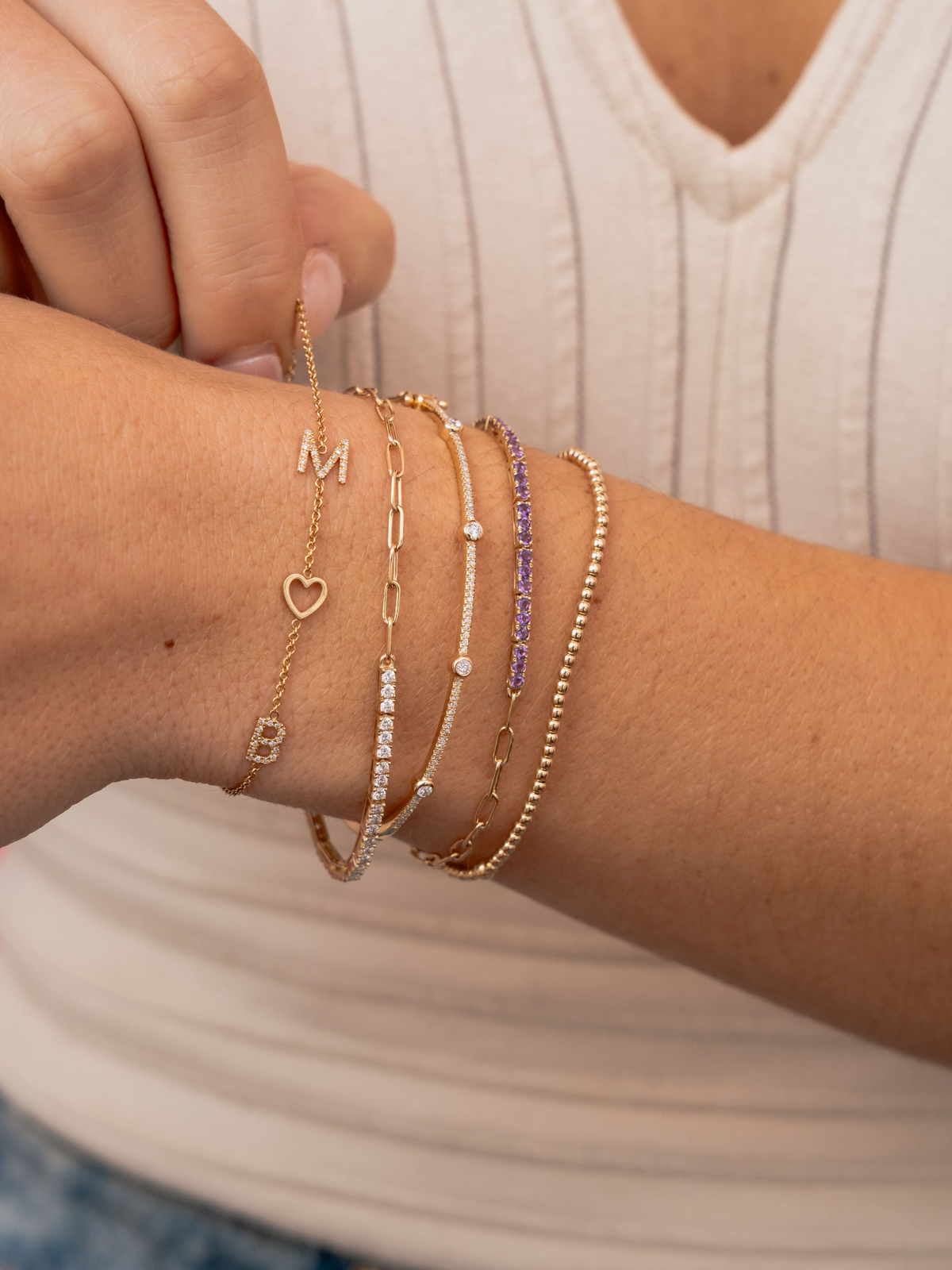 Birthstone Tennis Bracelet - February 14K