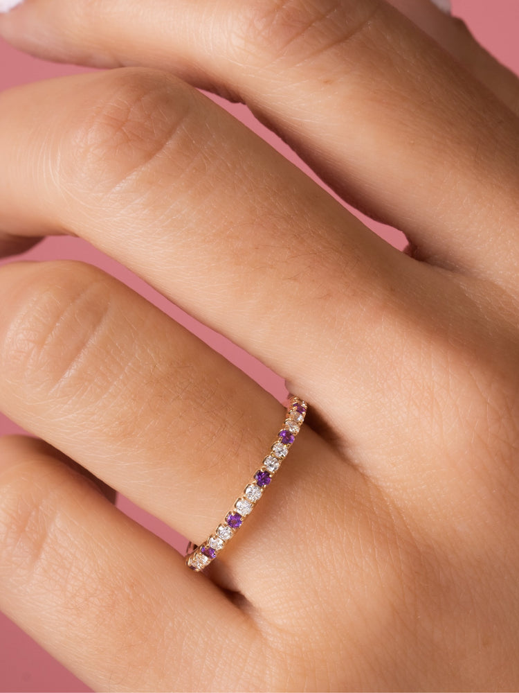 Birthstone Ring - February Amethyst 14K