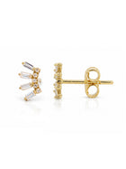 Baguette Diamond Crown Stud Earring 14K