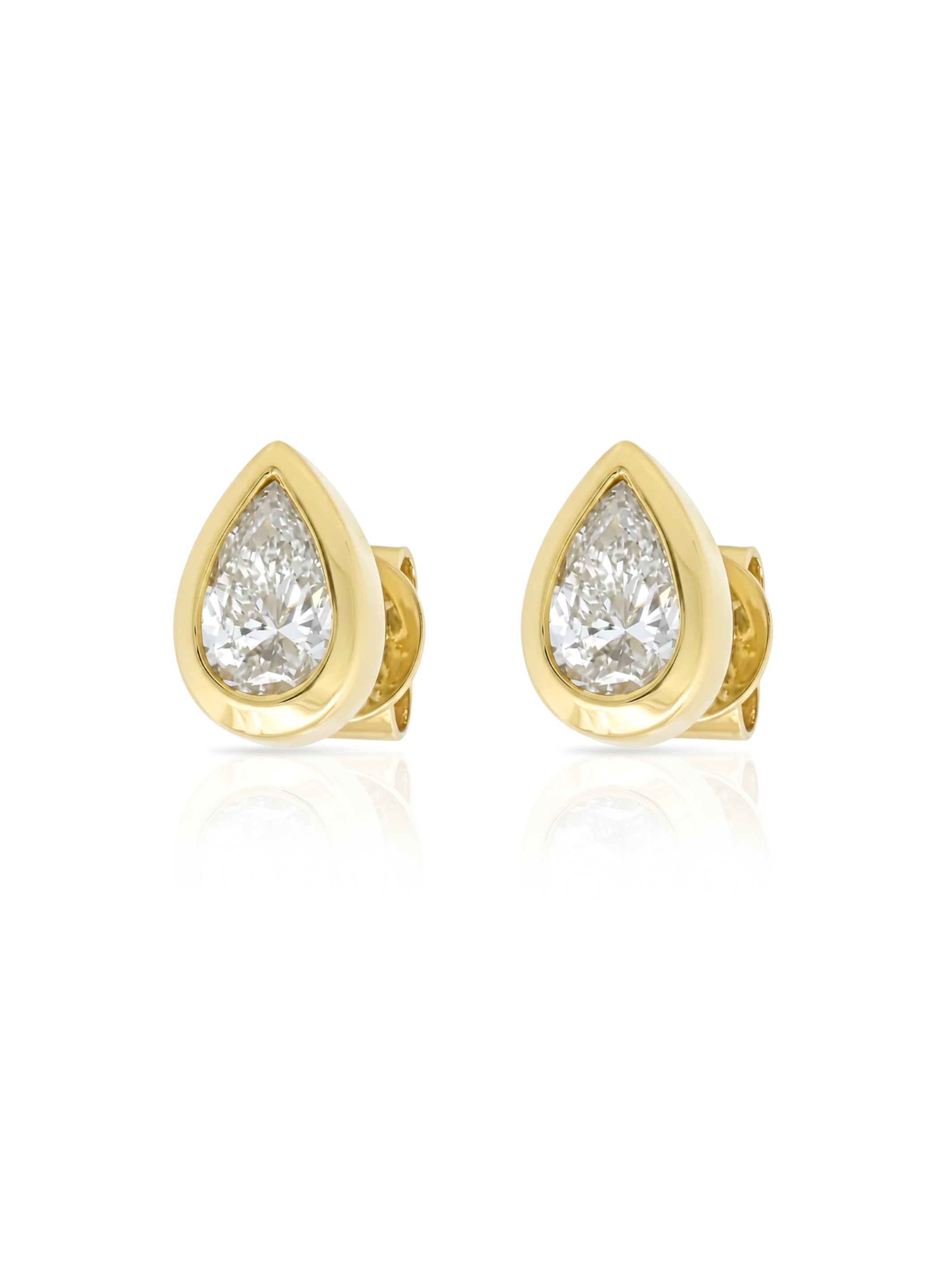 Beck Bezel Pear Diamond Stud Earring 14K