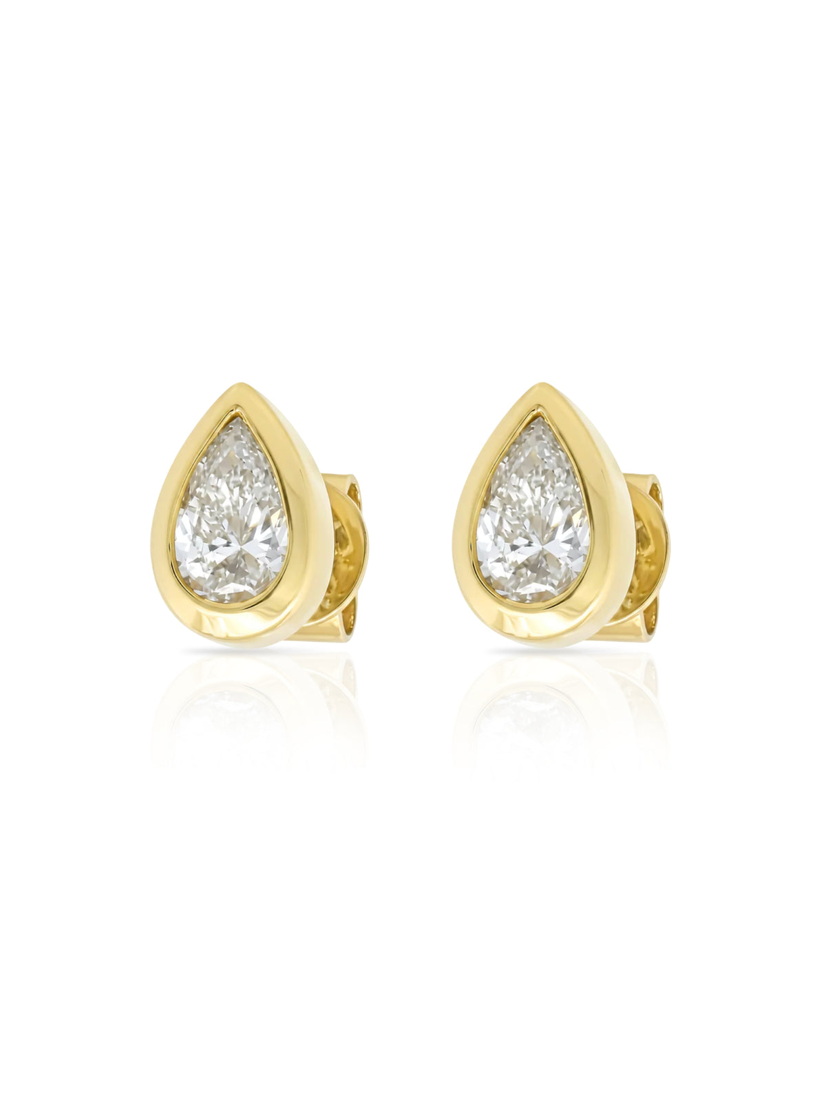 Beck Bezel Pear Diamond Stud Earring 14K