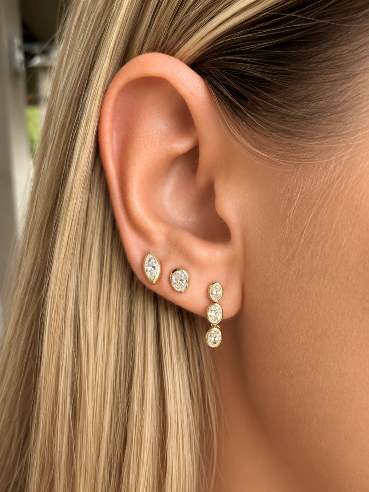 Beck Bezel Diamond Stud Earring 14K