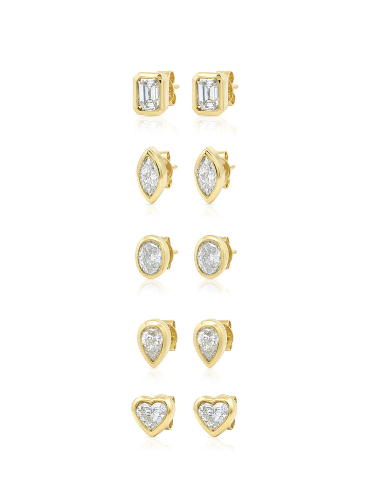 Beck Bezel Diamond Stud Earring 14K