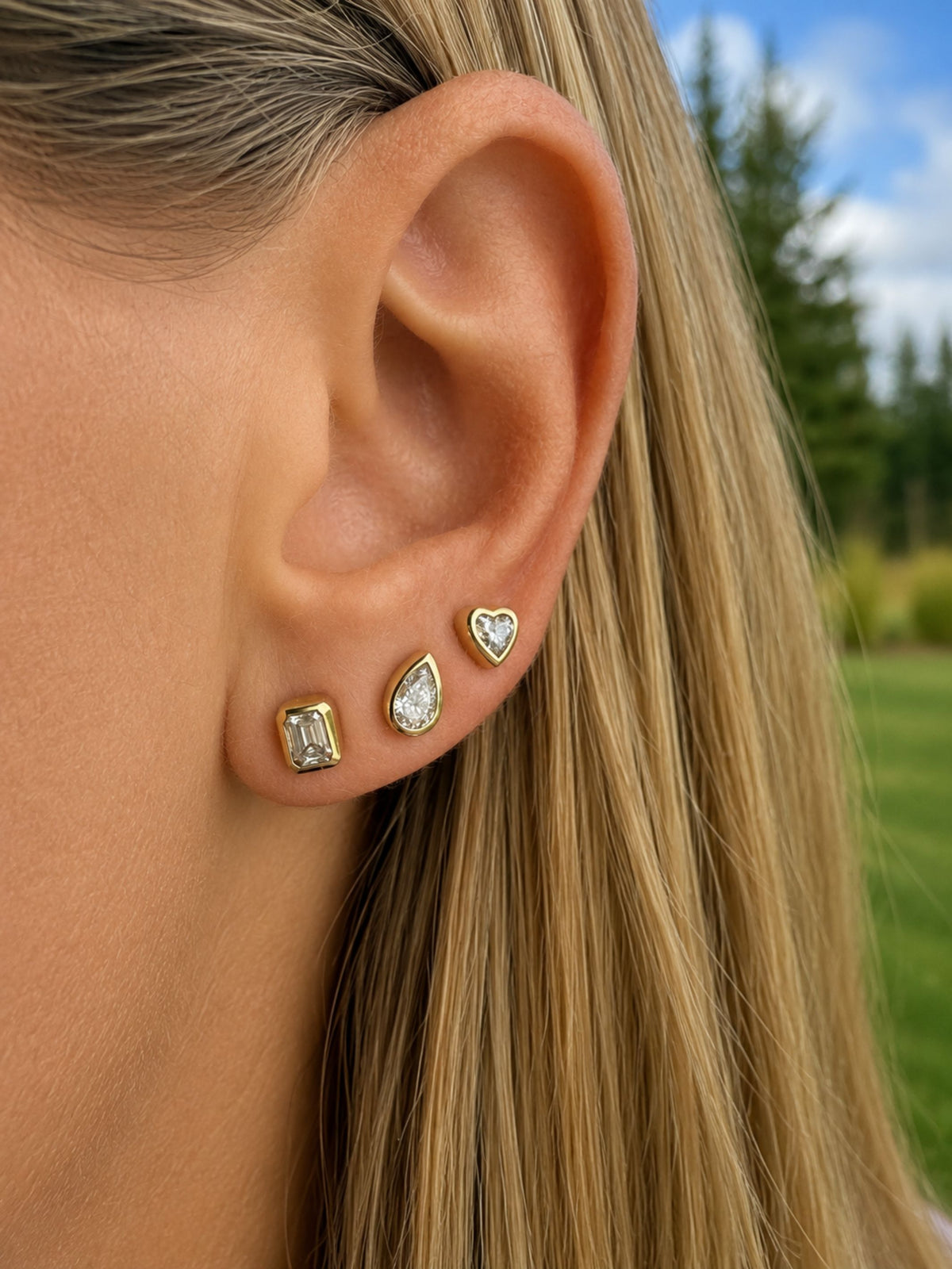 Beck Bezel Diamond Stud Earring 14K