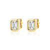 Beck Bezel Emerald Diamond Stud Earring 14K