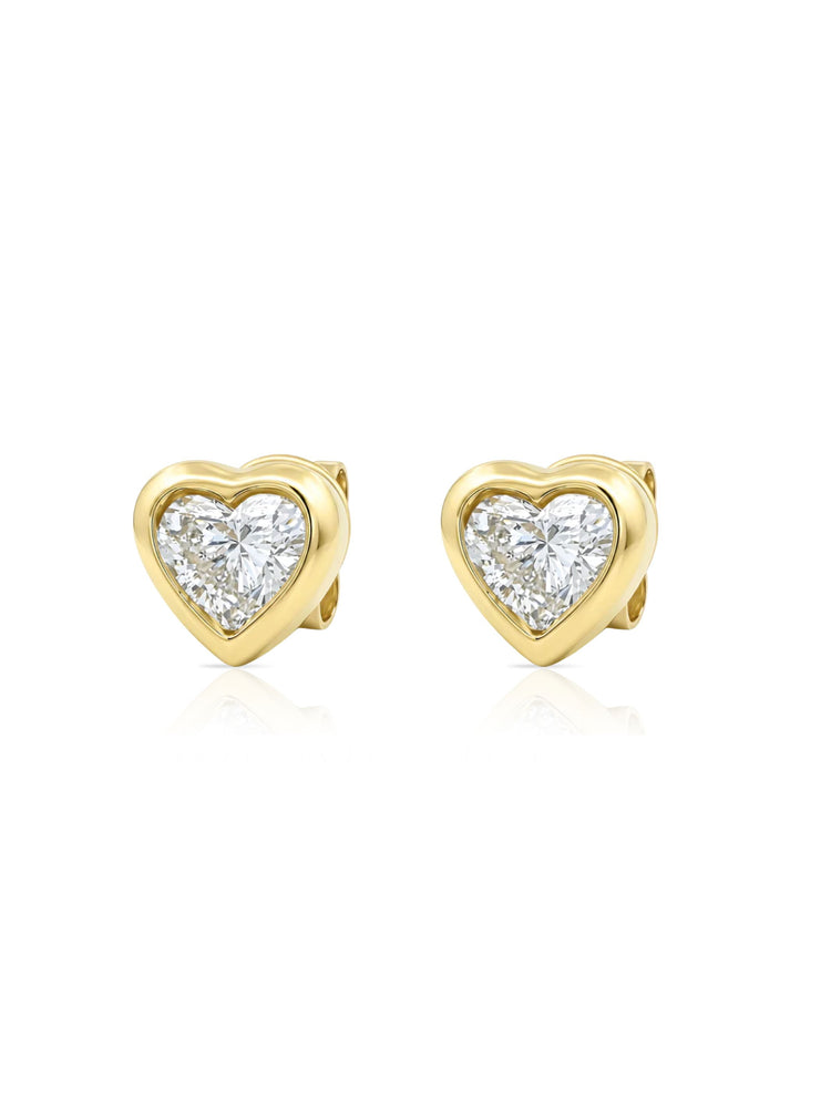 Beck Bezel Heart Diamond Stud Earring 14K