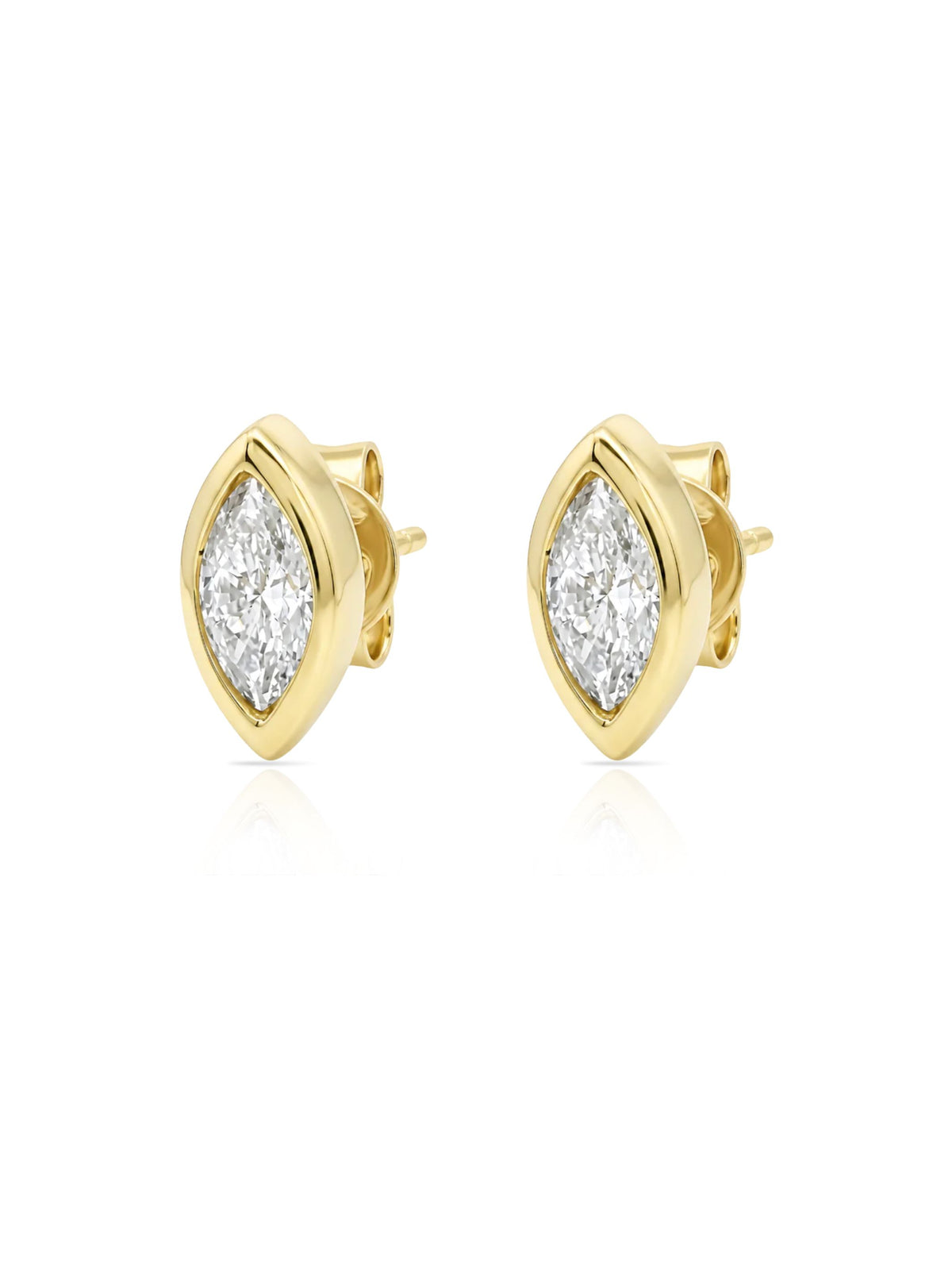 Beck Bezel Marquise Diamond Stud Earring 14K