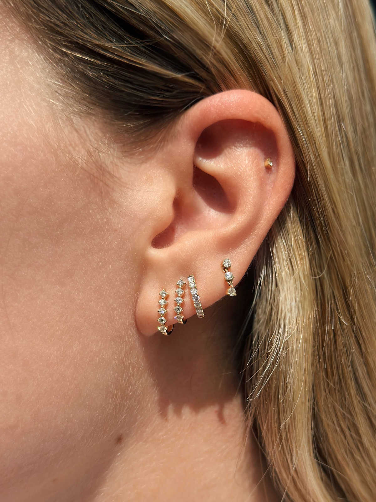 Bella Double Bar Diamond Huggie 14K