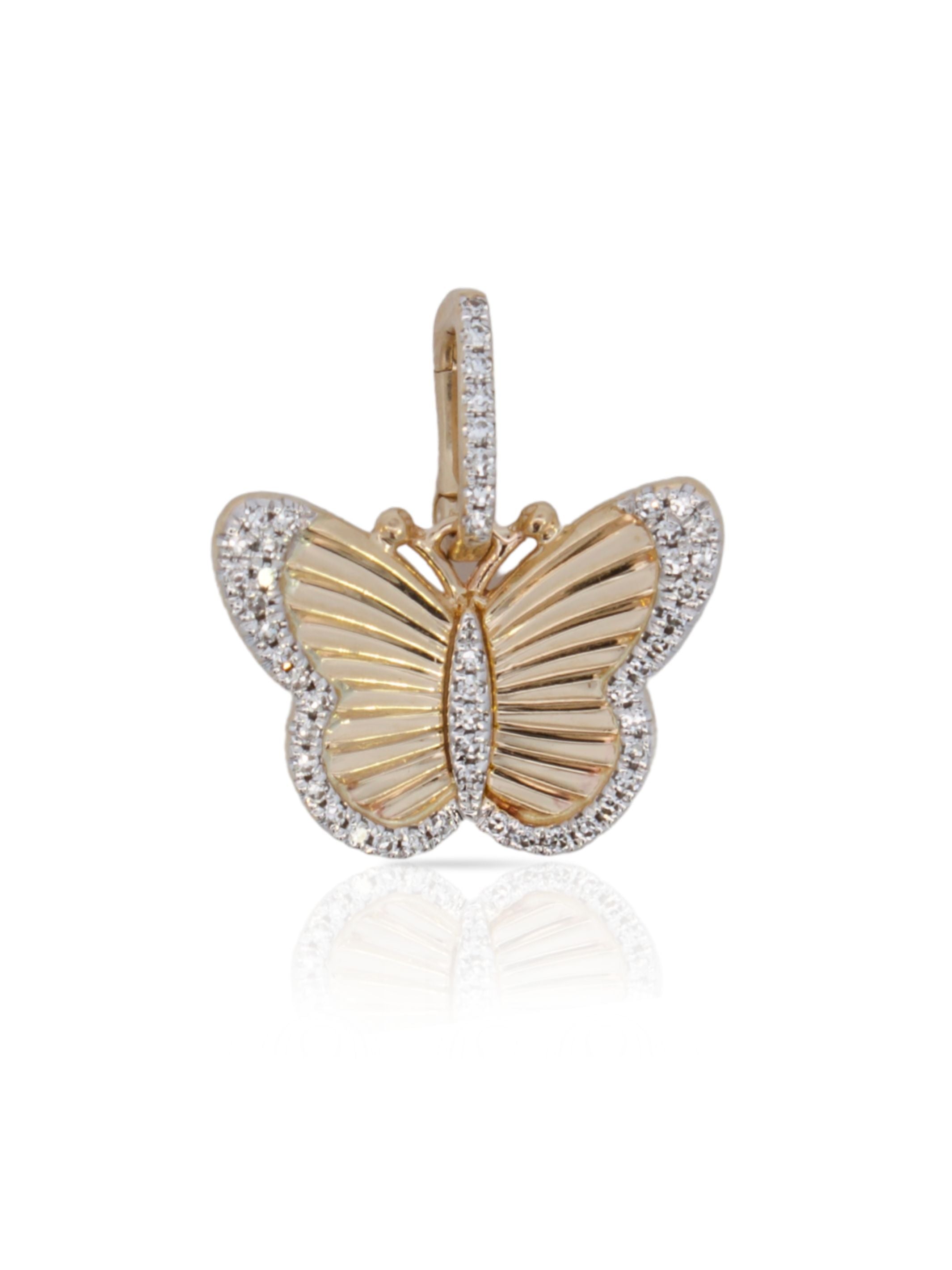Belle Butterfly Fluted Diamond Charm 14K