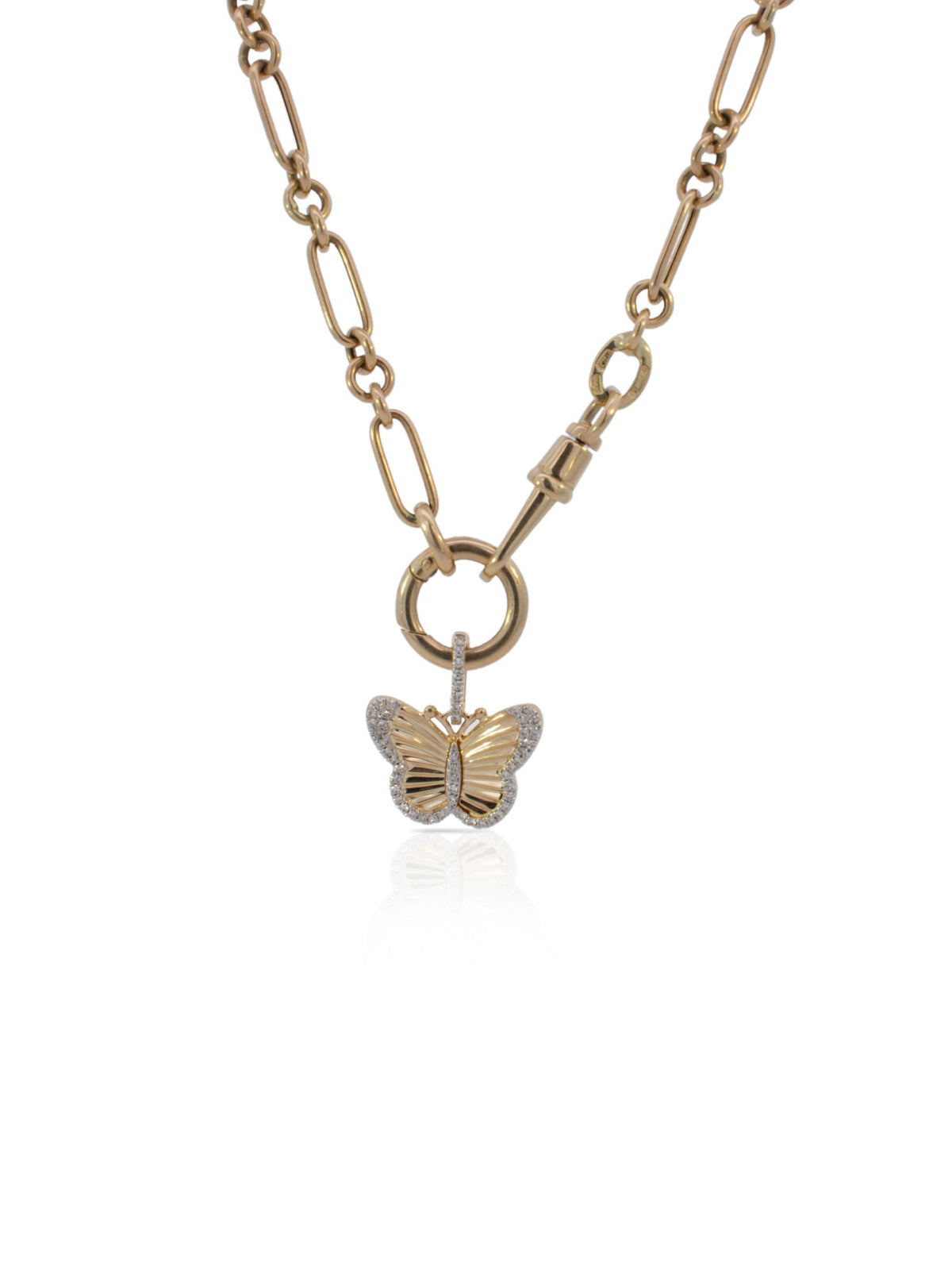 Belle Butterfly Fluted Diamond Charm 14K