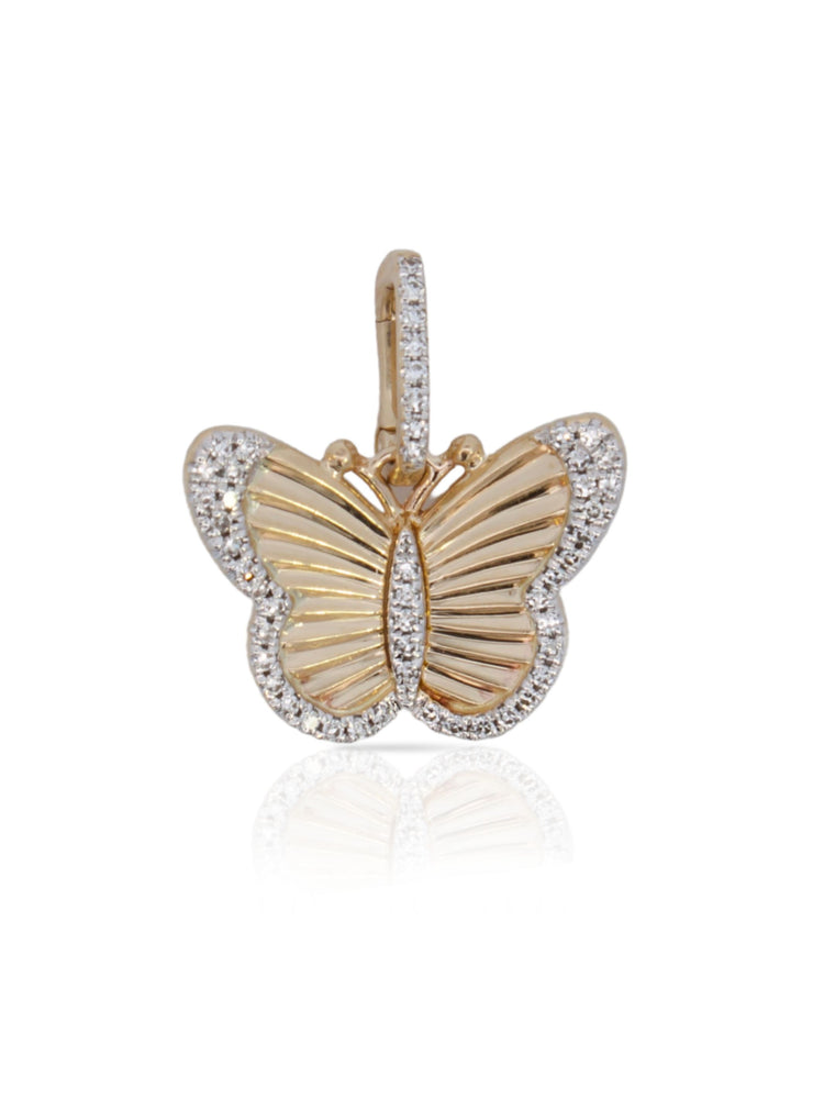Belle Butterfly Fluted Diamond Charm 14K