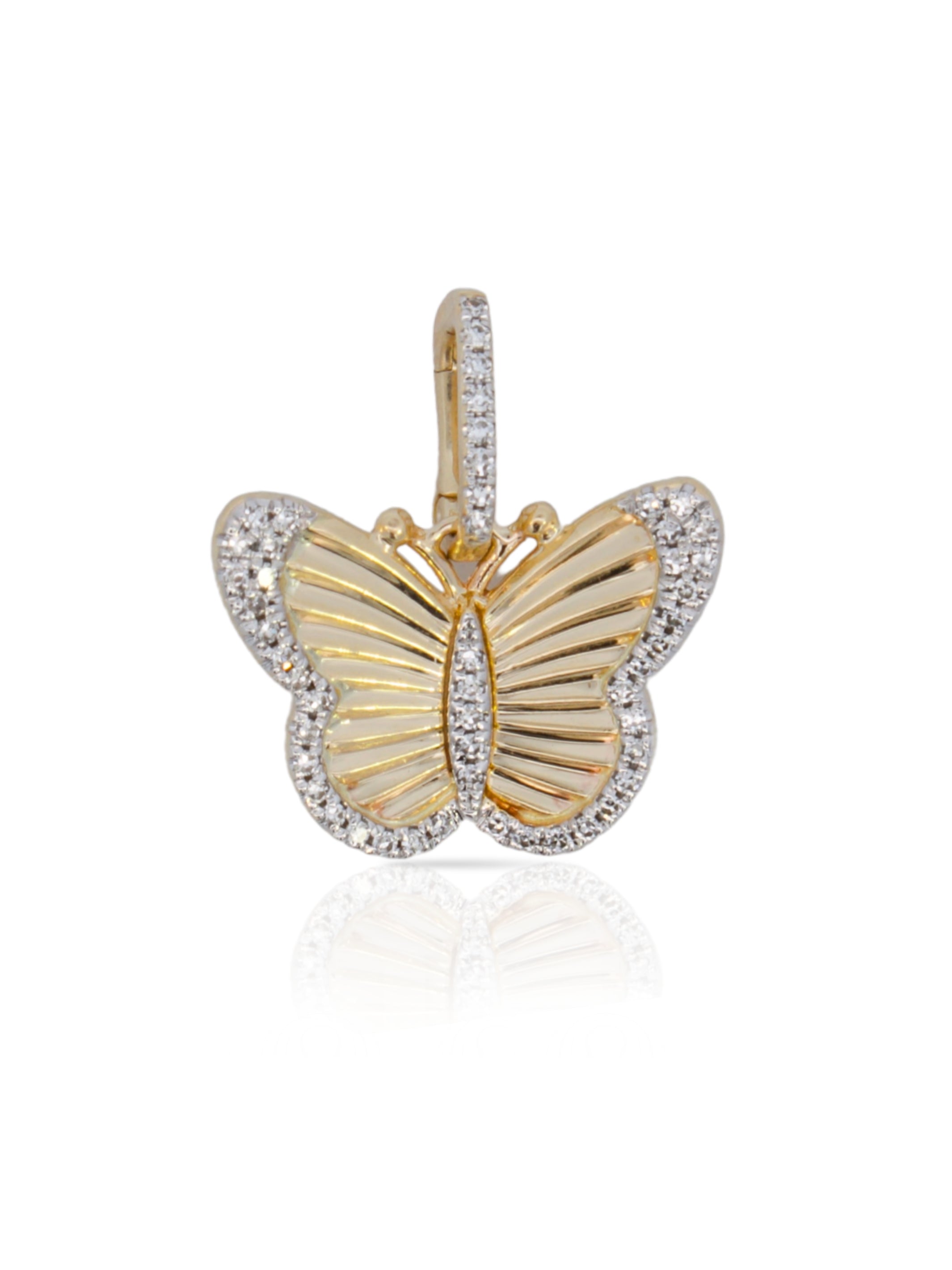 Belle Butterfly Fluted Diamond Charm 14K