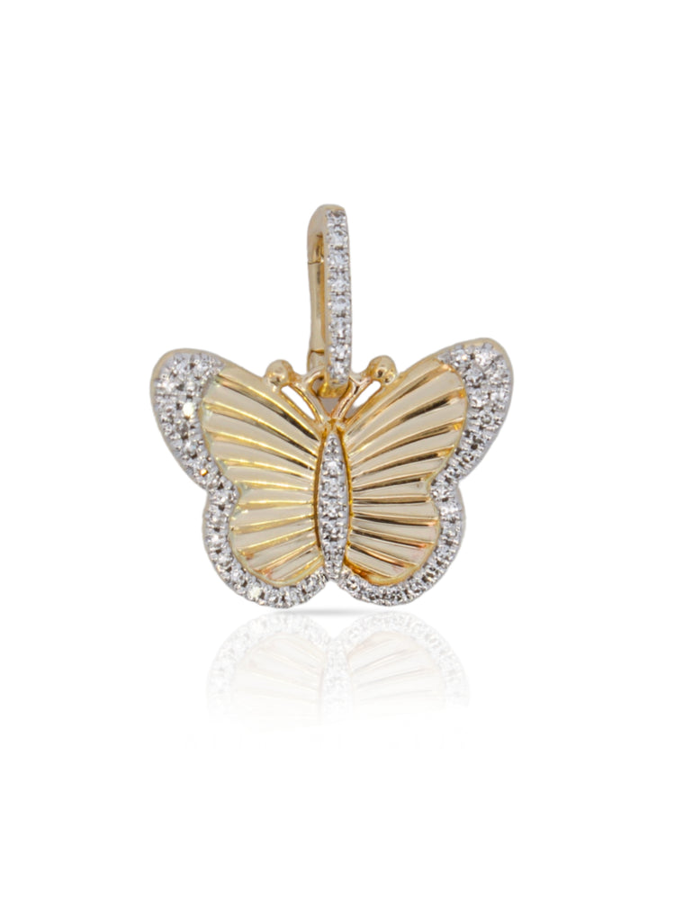 Belle Butterfly Fluted Diamond Charm 14K