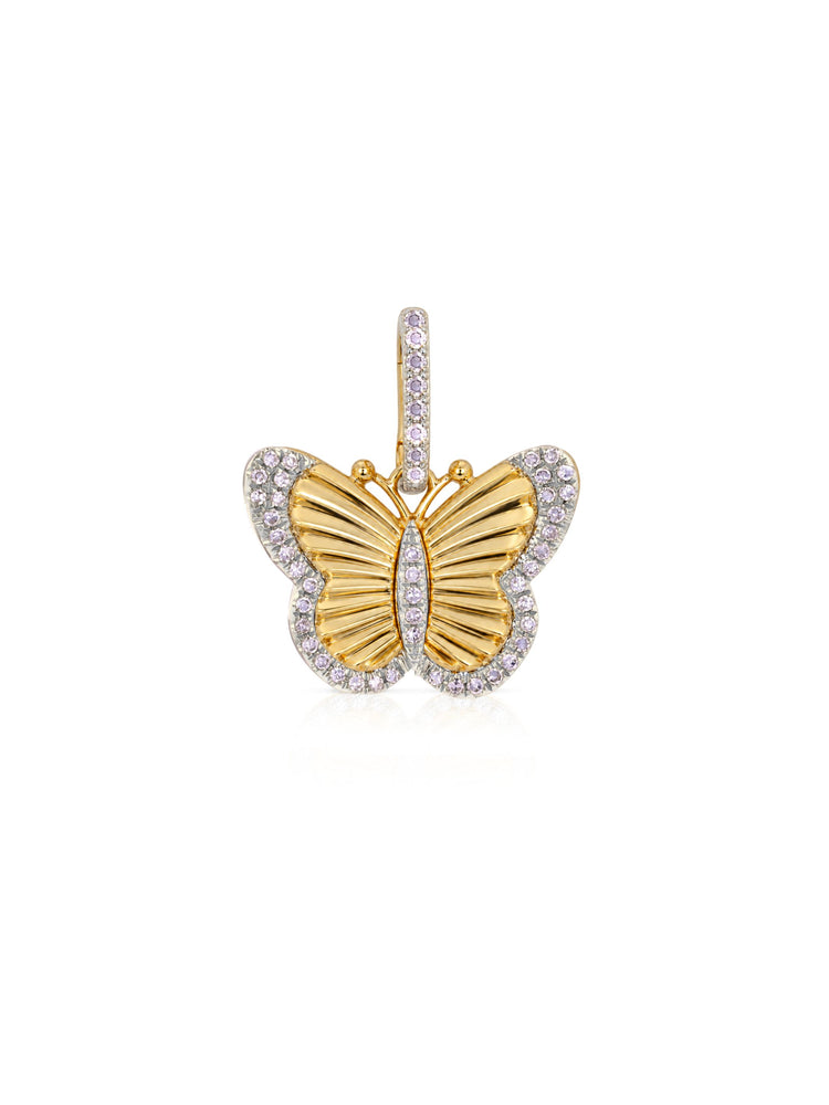 Belle Butterfly Fluted Diamond Charm 14K