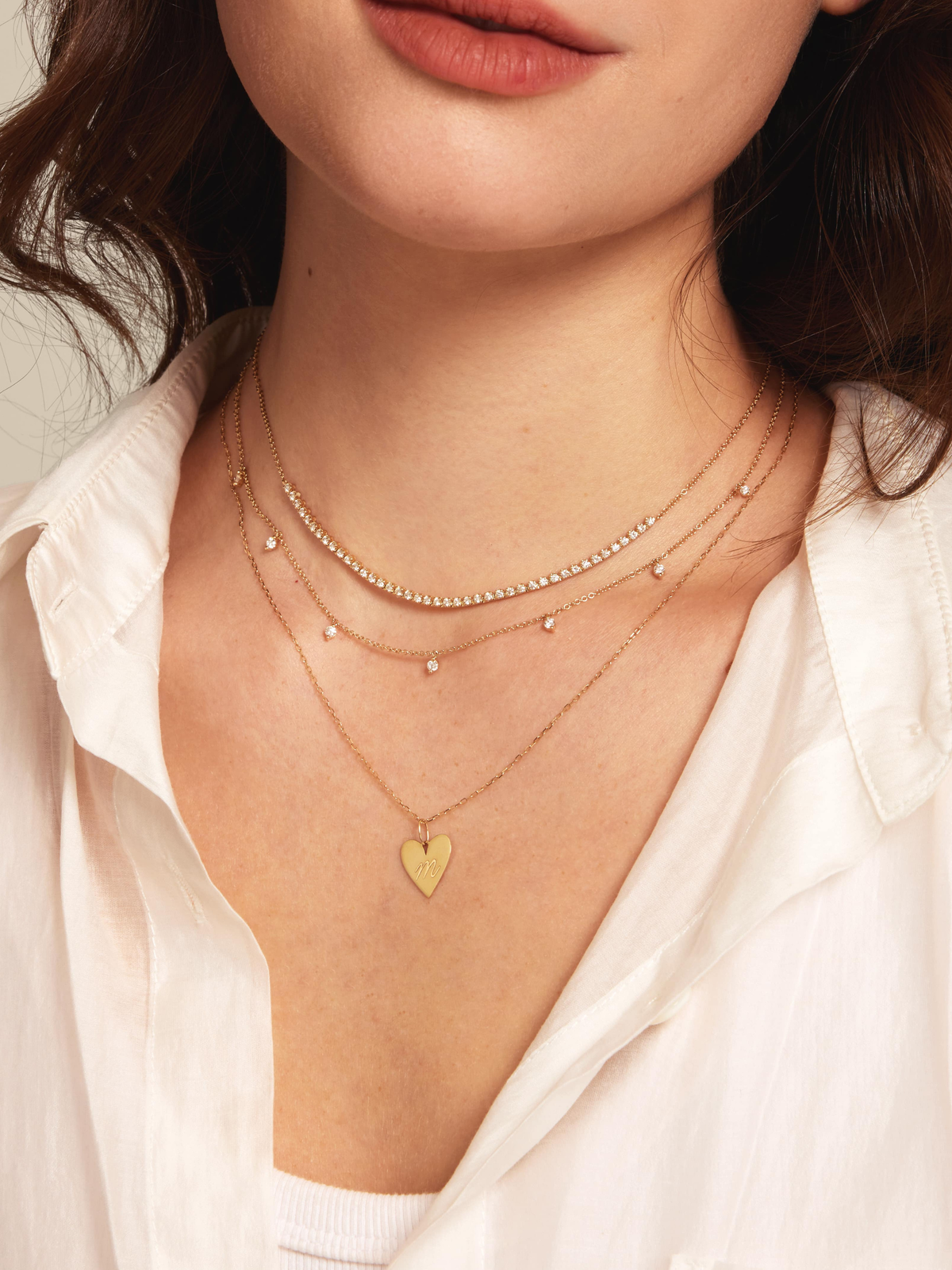 Berkley Engraved Heart Necklace 14K