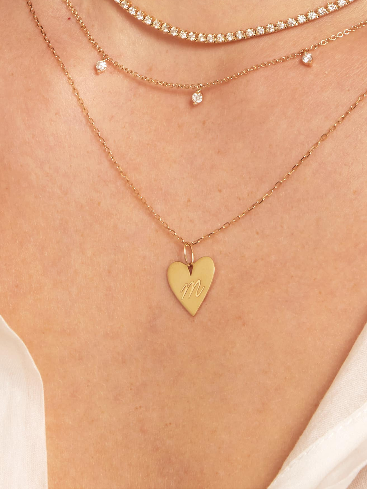 Berkley Engraved Heart Necklace 14K