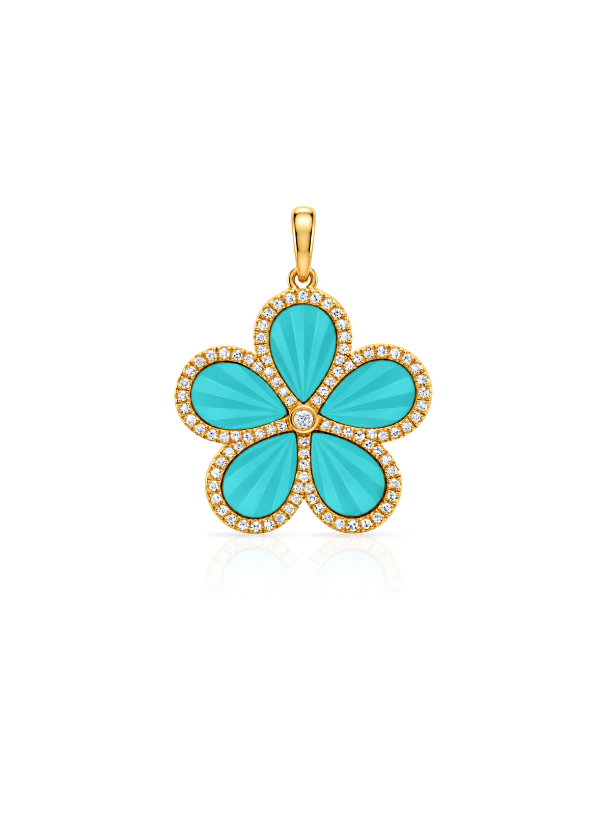 Beth Turquoise and Diamond Flower Charm 14K