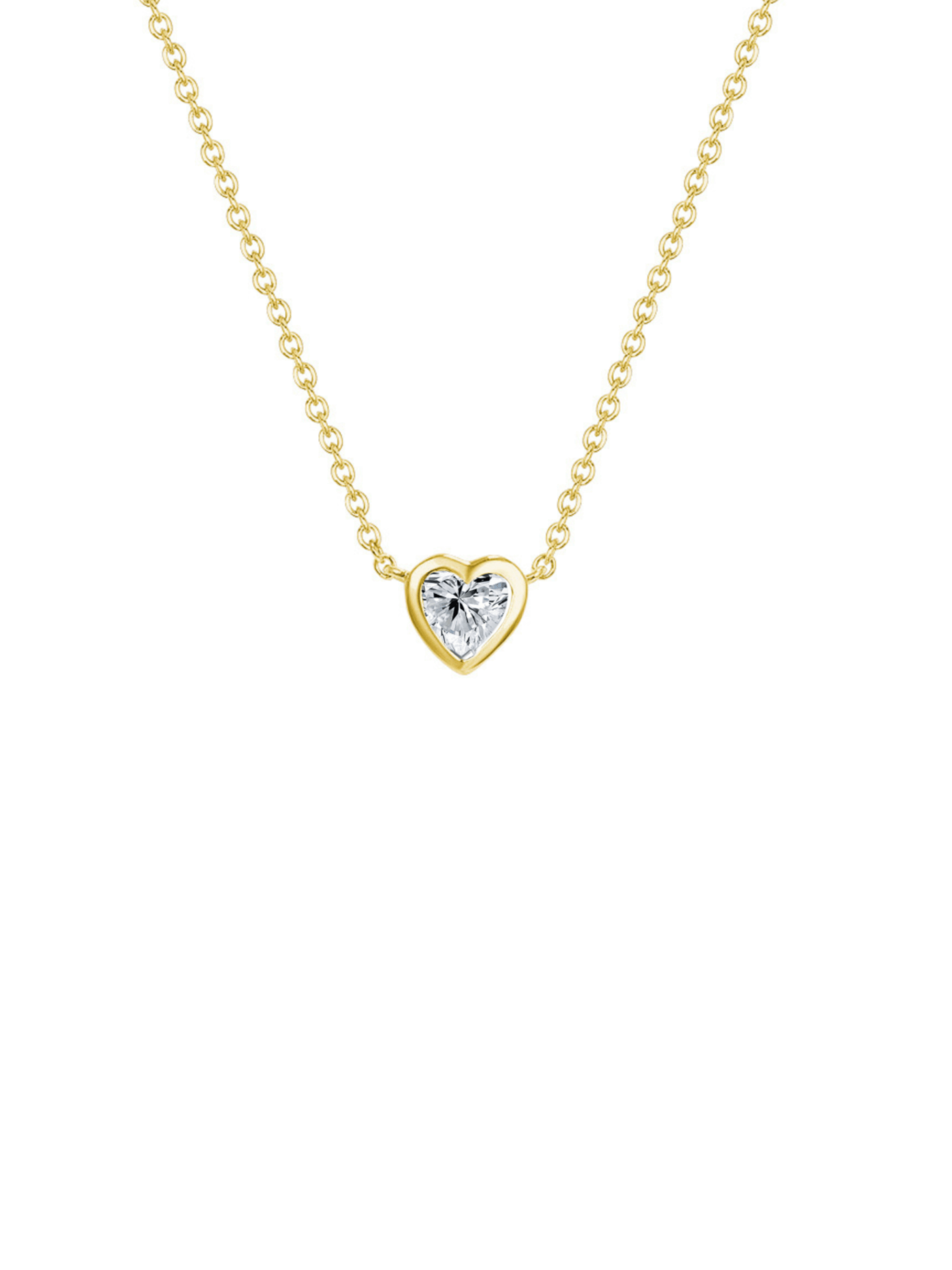 Heart Cut Bezel Diamond Necklace 14K