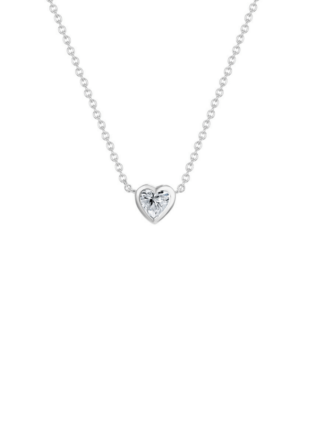 Heart Cut Bezel Diamond Necklace 14K