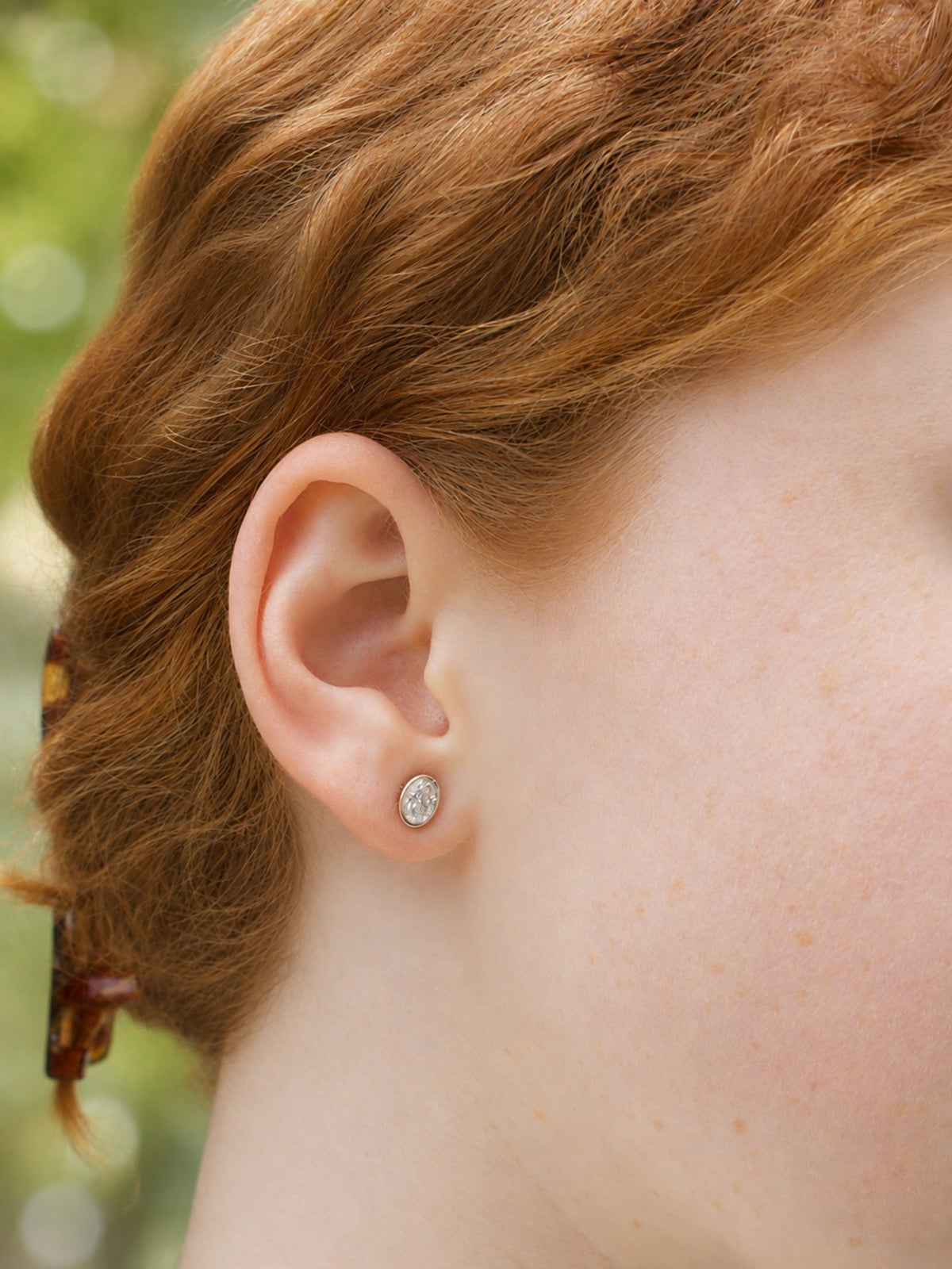 Bezel Lab Diamond Oval Stud Earring 14K