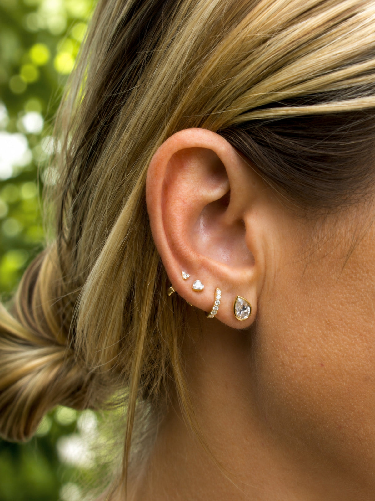 Bezel Lab Diamond Pear Stud Earring 14K