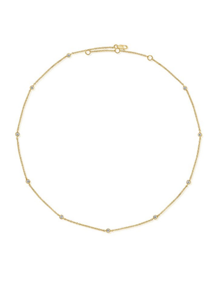 Diamond Bezel 10 Station Necklace 14K