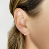 Bezel Hook Huggie Earrings 14K