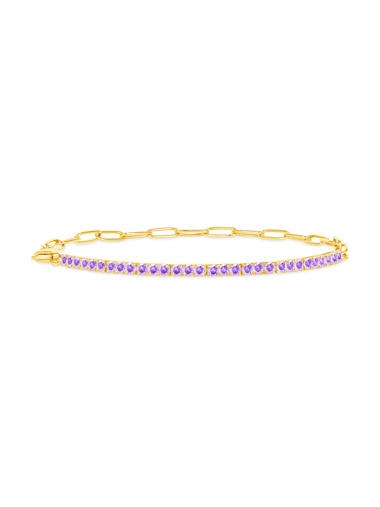 Birthstone Tennis Bracelet - February 14K