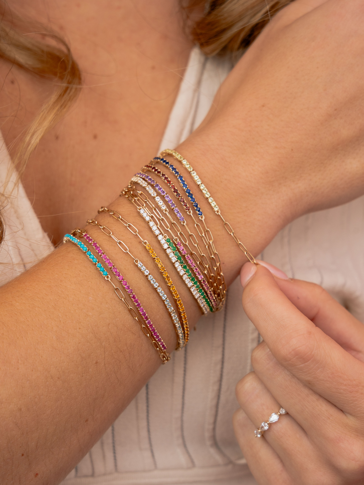 Birthstone Tennis Bracelet - April 14K