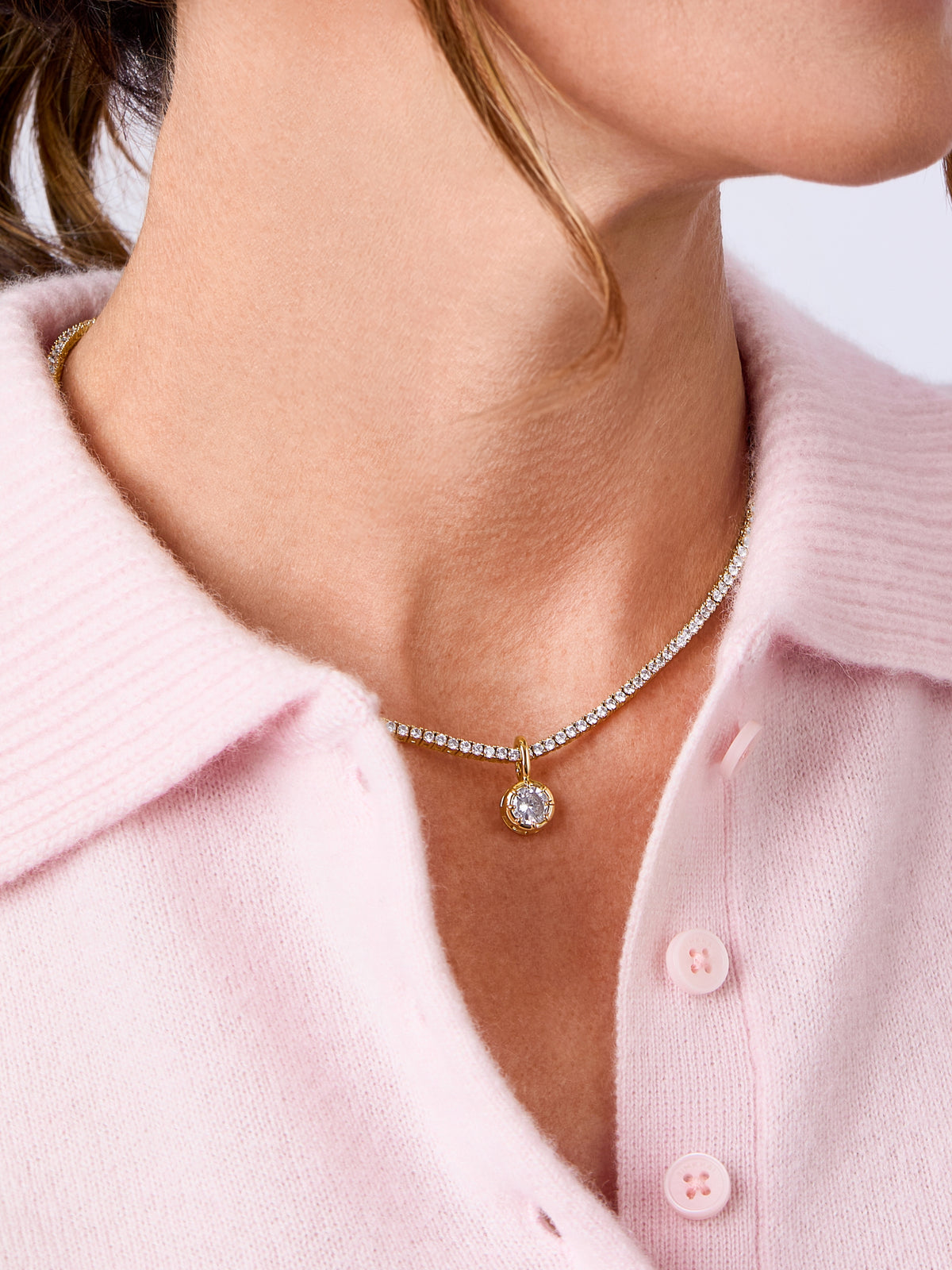 Blaire Bezel CZ Tennis Charm Necklace