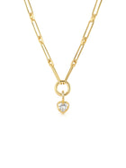 Blaire Bezel Heart CZ Charm Necklace