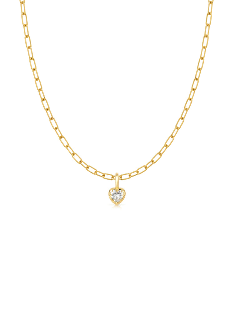 Blaire Bezel Heart CZ Charm Necklace